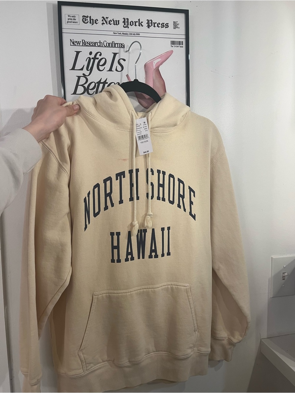 PacSun Cream 'North Shore Hawaii' Crewneck Sweatshirt
